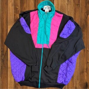 Vintage 80s / 90s Colorblock Windbreaker Jacket – Size S – Retro Ski Style